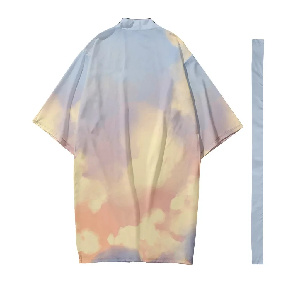 Традиционное японское этническое длинное кимоно для мужчин кардиган модное