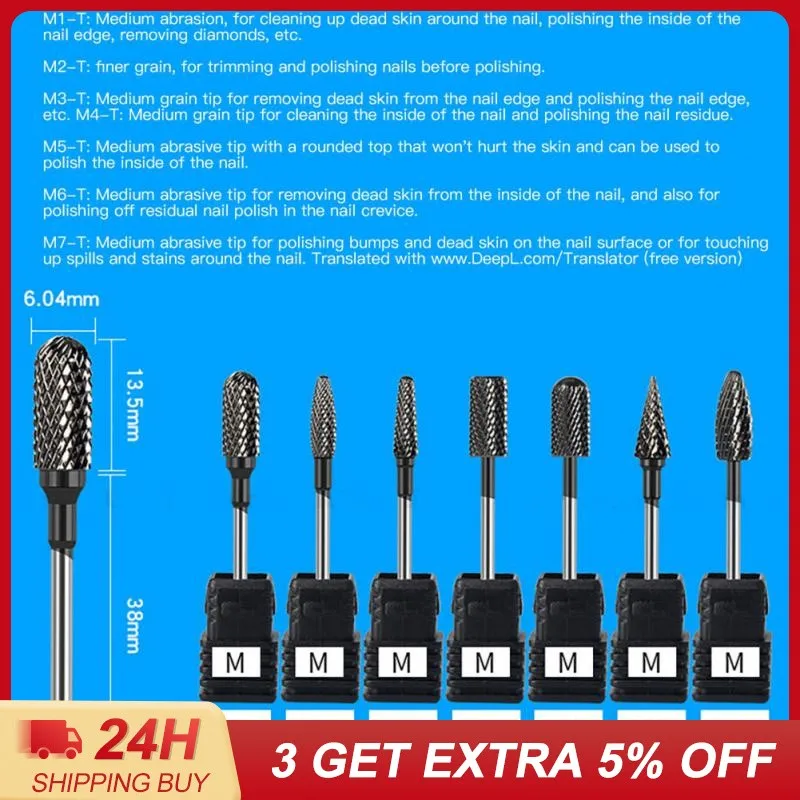 

1 шт. вольфрамовые стальные сверла для ногтей фреза Шлифовальная головка для ногтей Гель-лак для удаления пилки для ногтей инструменты для педикюра и дизайна ногтей