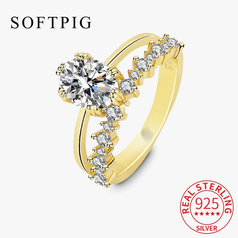 

Женское Двухслойное кольцо из серебра 925 пробы, с фианитом