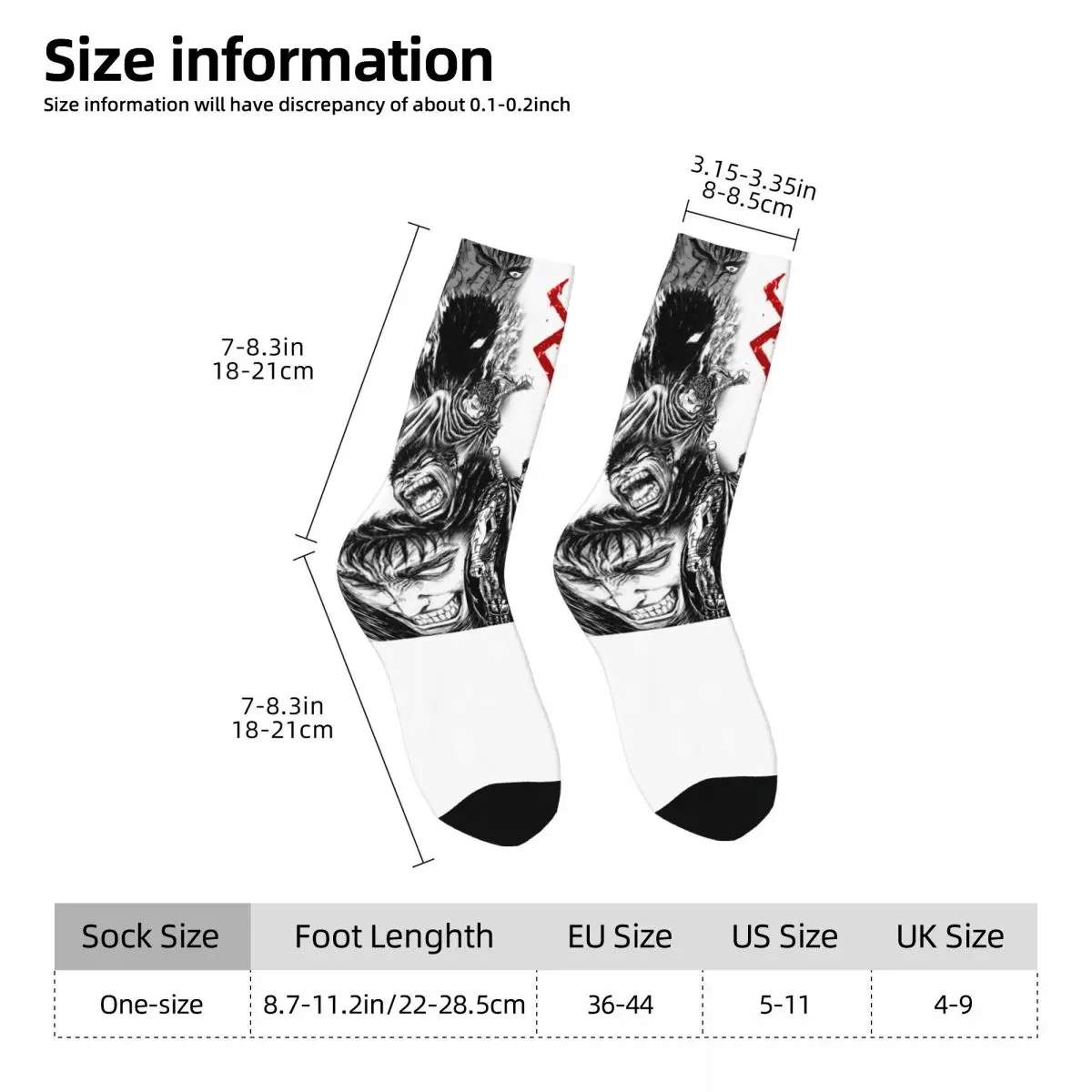 Тематические носки Berserk Guts Collage Bereserk аксессуары для уютных классических носков