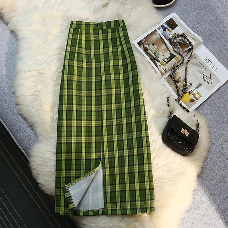 

Женская облегающая юбка-карандаш в клетку, с высокой талией