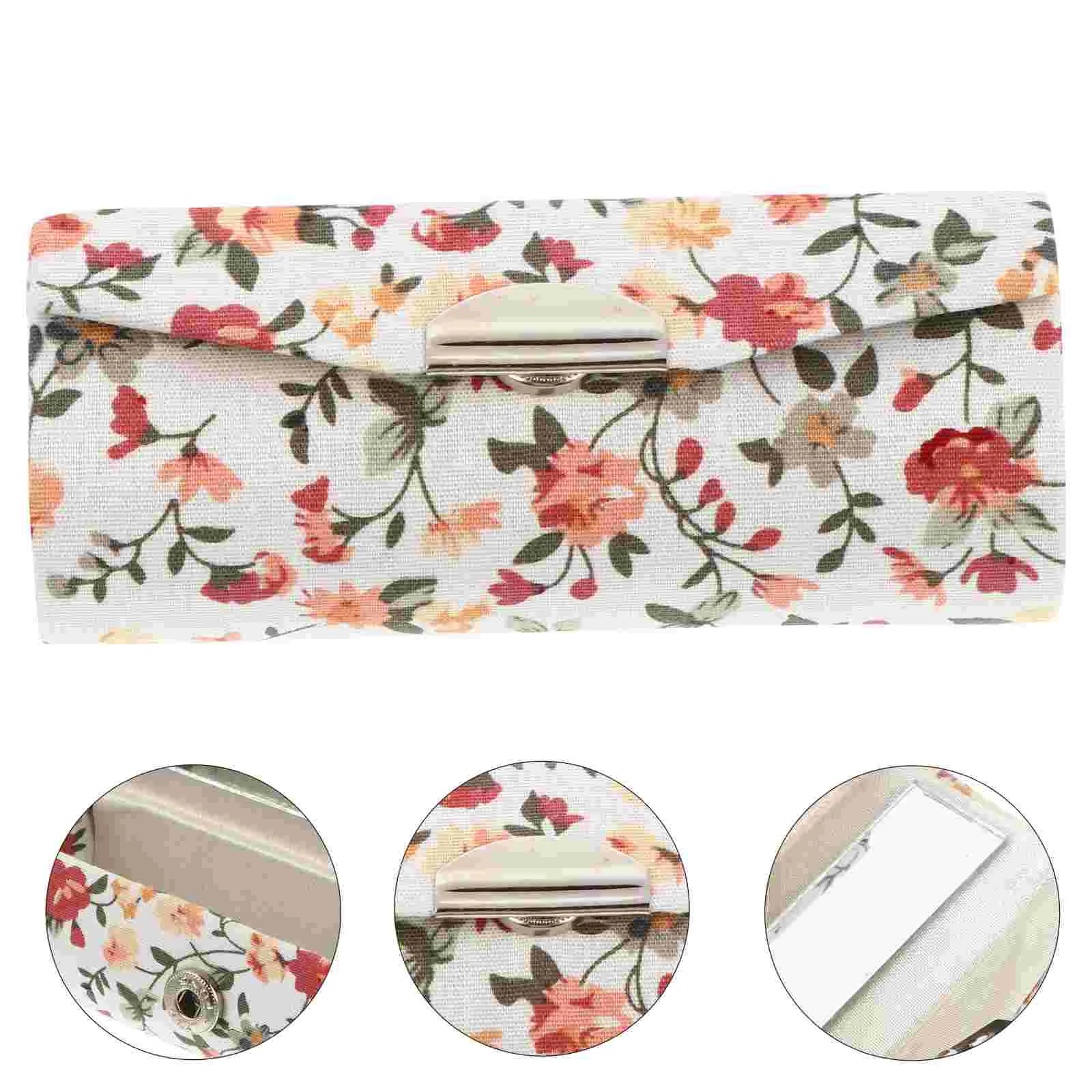 

Lipstick Case Holder Mirror Organizer Purse Lipglosscontainer Floral Makeup Retro Mini Balm Organizers Flower Printed
