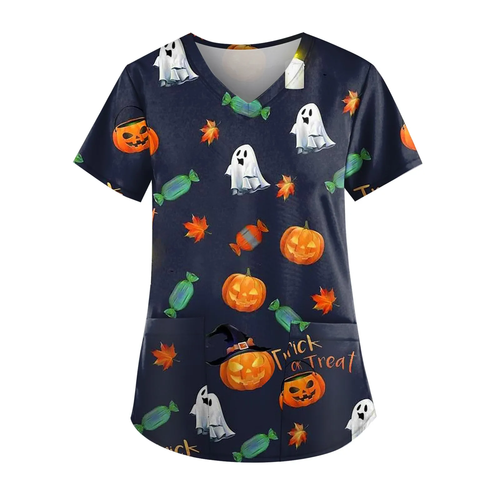 

Блузка женская модная для отпуска с принтом тыквы на Хэллоуин тонкая женская блузка Классическая и универсальная блузка Рубашки