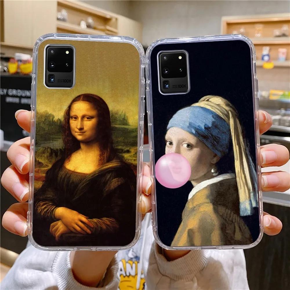 Oil Painting Art M-Mona L-Lisa Or Phone Case For Samsung Galaxy A52 A12 A51 Edge S22ULTRA S23 LITE Plus Ultra Transparent Cover