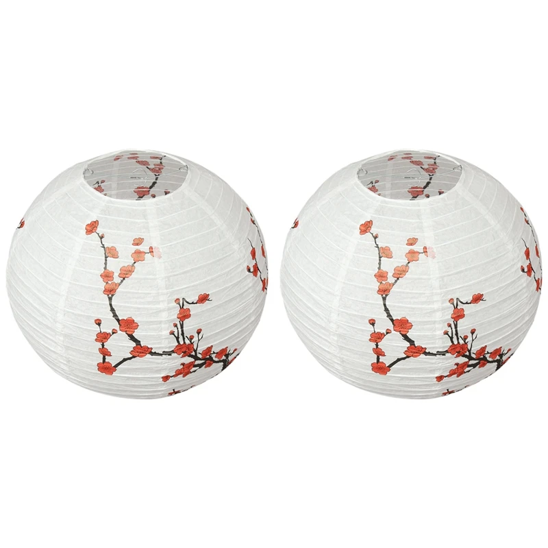 

2X 30Cm Lamp Shade Paper Lantern Oriental Style Light Decoration Plum Blossom
