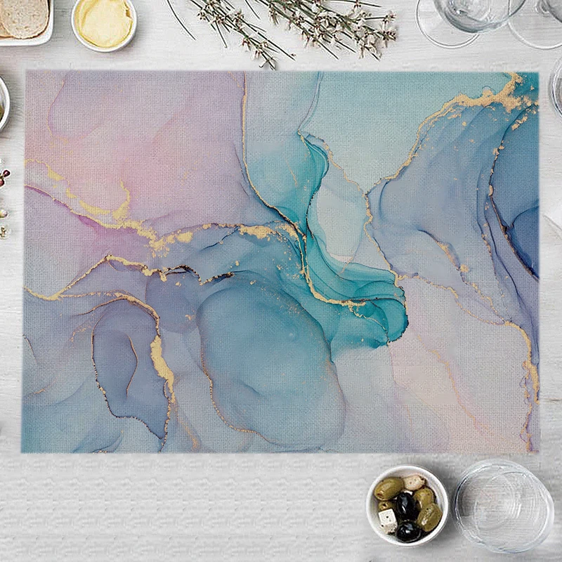 Синяя мраморная кухонная подставка чернила радужного цвета коврик для