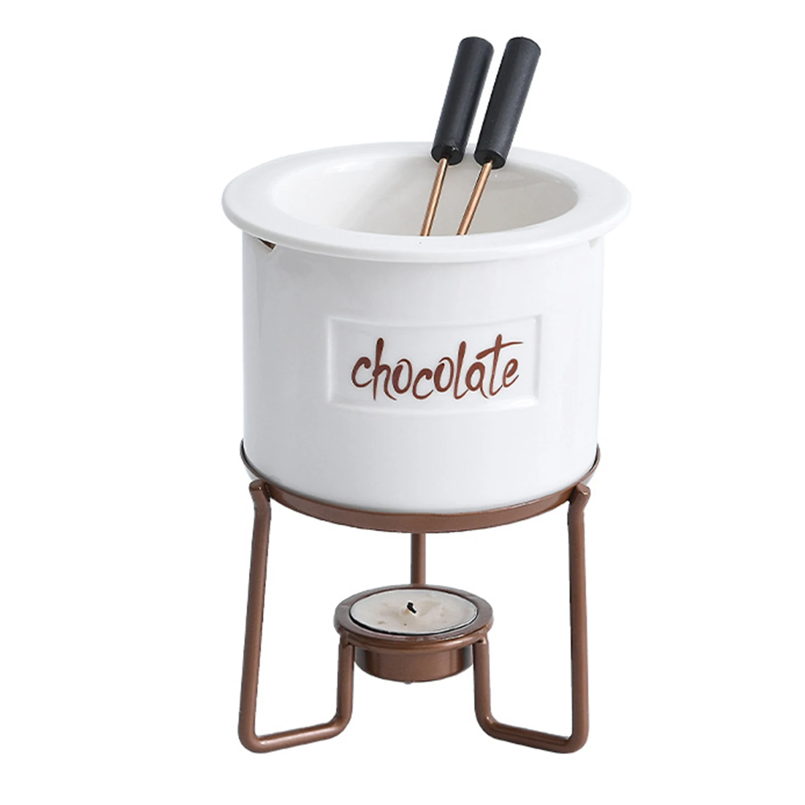 

Fondue Pot Set Mini DIY Heating Ceramic Chocolate Melting Pot 350ml Chocolate Fountain Maker For Party Kitchen Birthday Ceremony