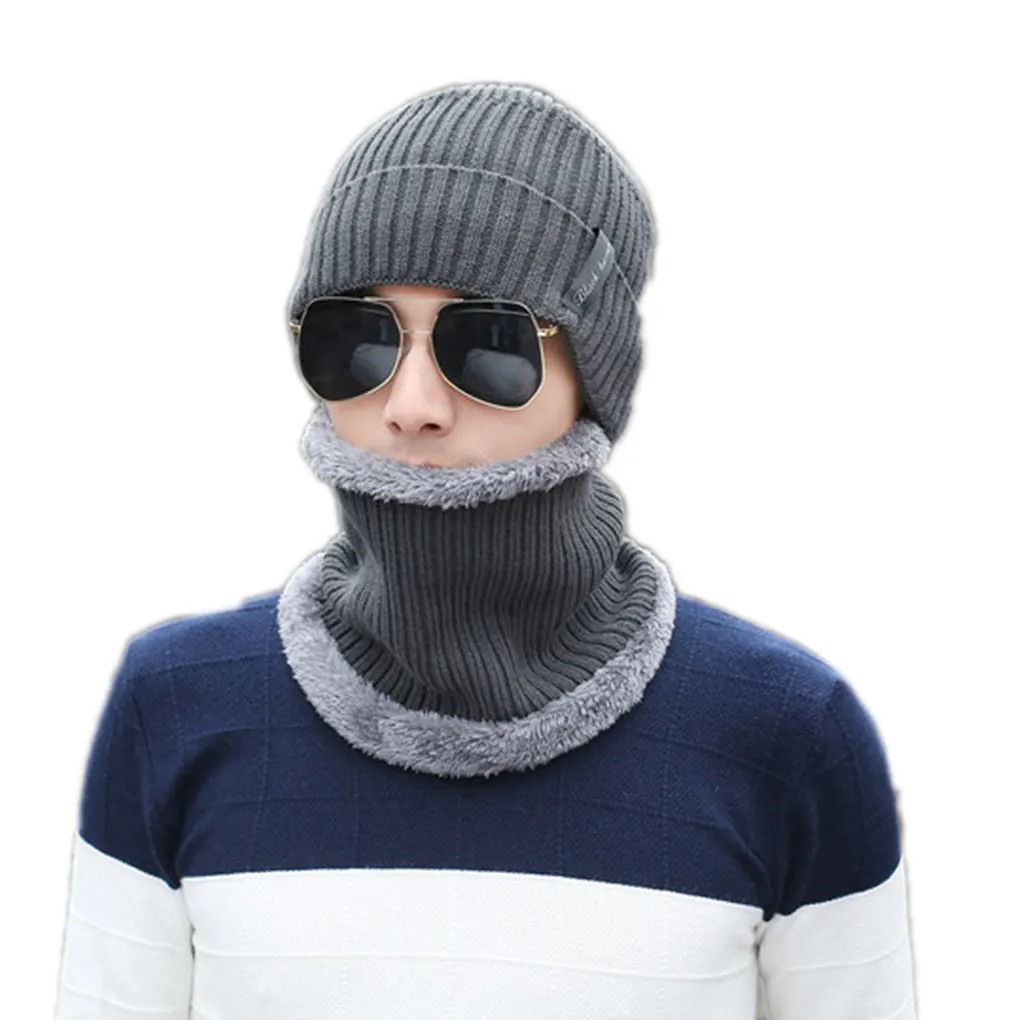 

Coral fleece winter hat beanie women men's hat scarf warm and breathable wool knitted boy knitted hat