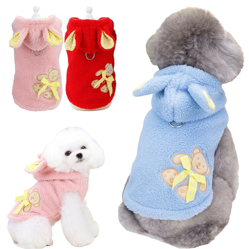 

Pet Fleece Hooded Winter Warm Puppy Coat Dog Vest for Small Medium Dogs Cats Clothes Chihuahua Teddy French Bulldog Costumes