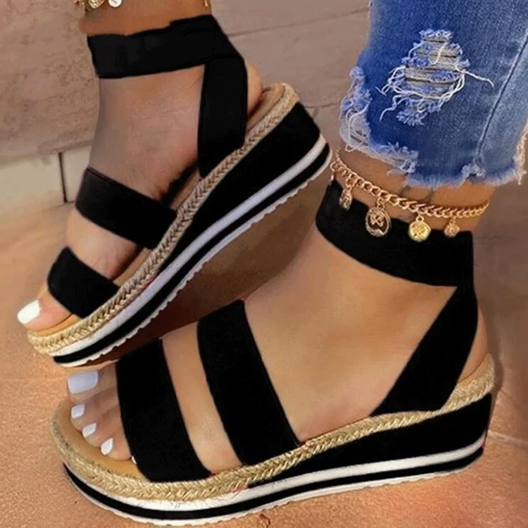 

Сандалии женские на платформе, повседневные босоножки на танкетке, радужная расцветка, большой размер 43, летняя пляжная обувь