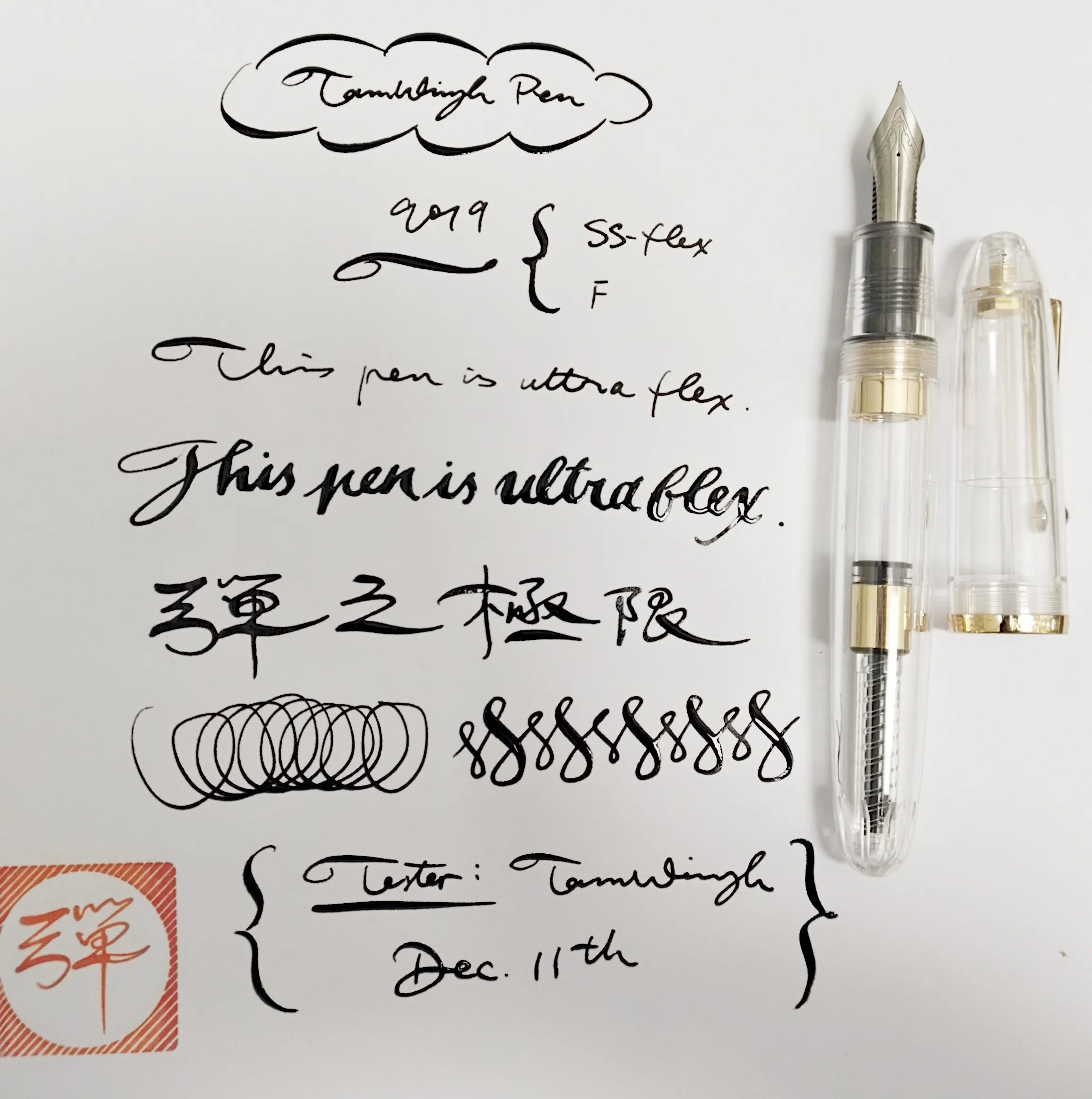 Фото Ручка-перо Jinhao 9019 Amazing Rlastic Super Flex с мягким гибким пером для скетчинга, рисования цветов, круглой и готической каллиграфии, а также для письма №5