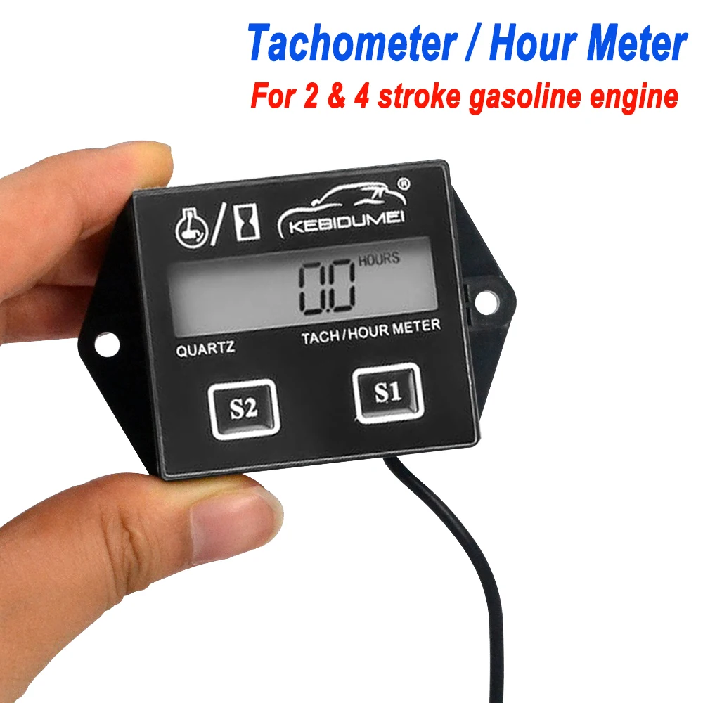 Новейший цифровой тахометр двигателя Tach Hour Meter с индуктивным дисплеем для мотоцикла, мотора, морского судна, бензопилы, питбайка и лодки.