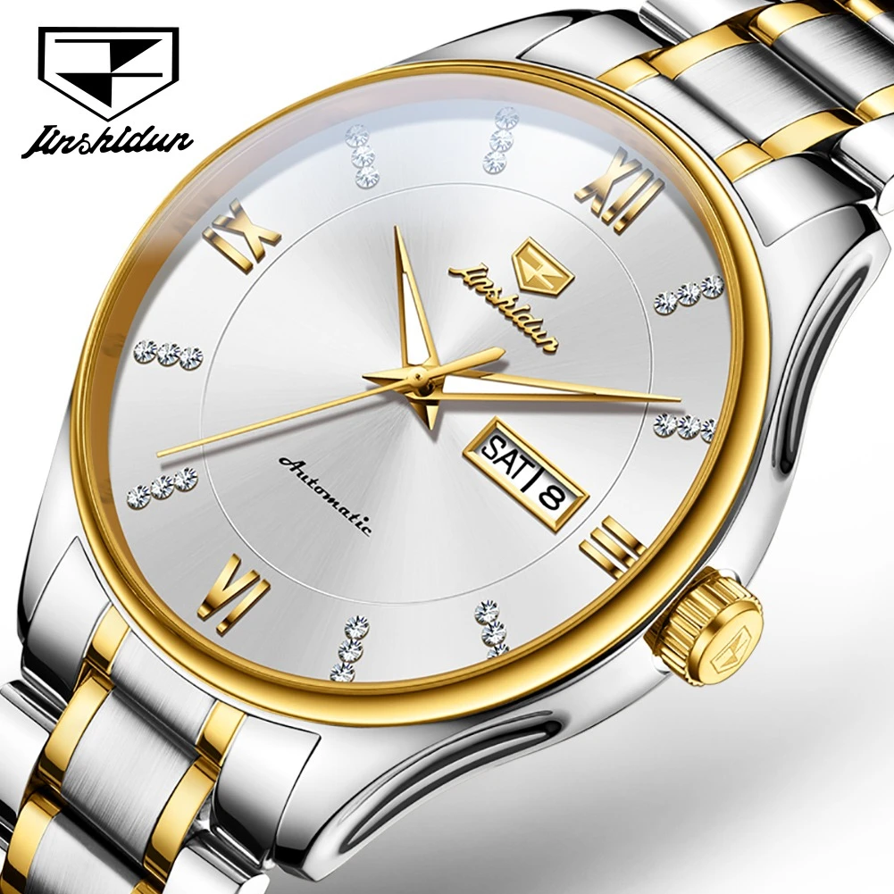 JSDUN 8933 Модные механические часы в подарок ремешок для часов из нержавеющей стали