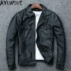Мужская кожаная куртка AYUNSUE, винтажная кожаная куртка из коровьей кожи, весеннее пальто, 1826, Pph474