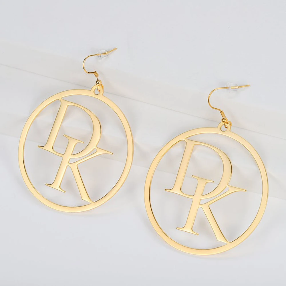 Personalized Hoop Earrings Custom Name Initials Letter Stainless Steel Big Earring for Women Trendy Gold Jewelry Aretes De Mujer