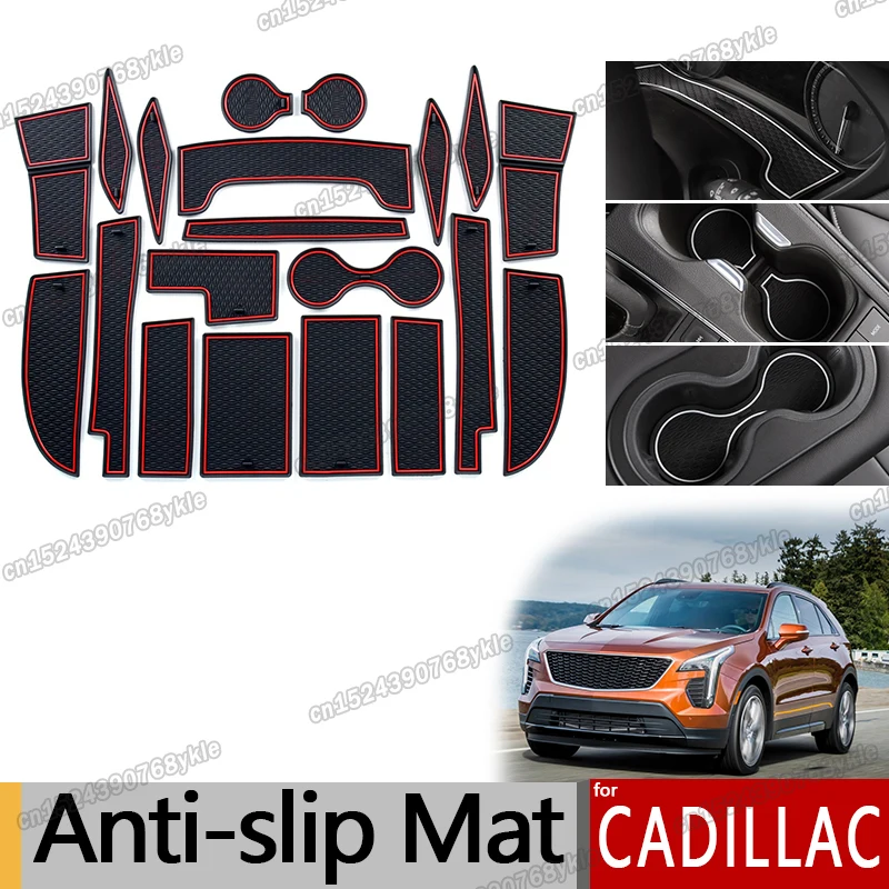 

latex car cup water slot door mat for cadillac xt4 2018 2019 2020 2021 2022 2023 interior accessories auto non-slip anti slip