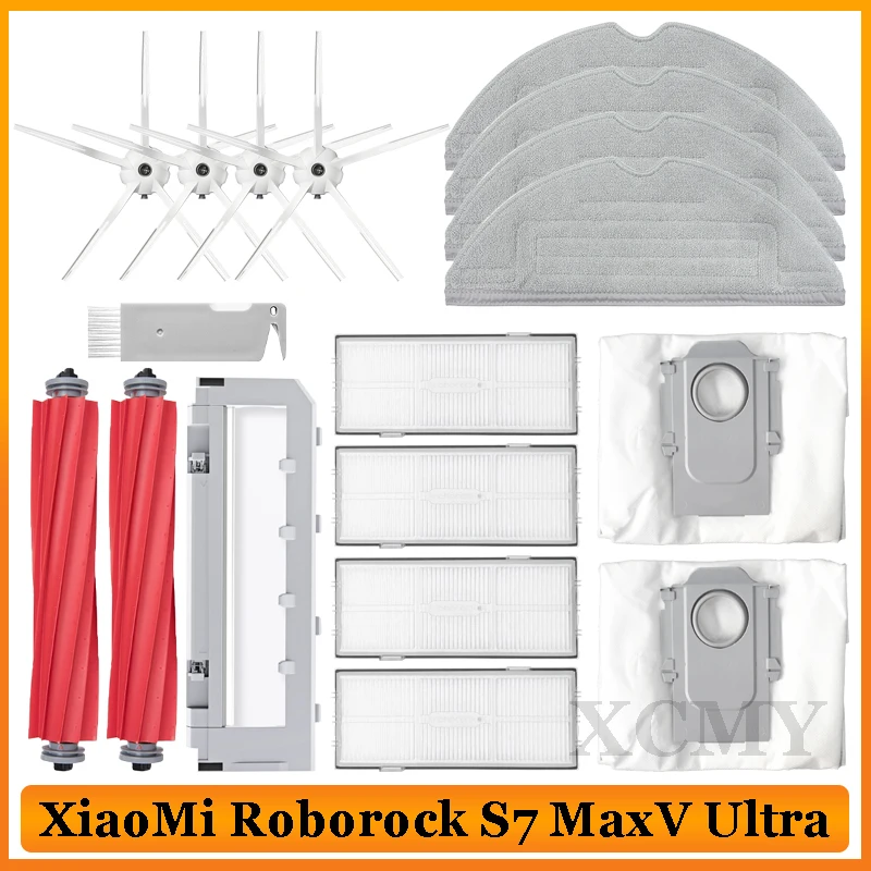 

Запчасти для робота-пылесоса XiaoMi Roborock S7 MaxV Ultra / G10s / G10s Pro, основная/боковая щетка, фильтр НЕРА, насадка на швабру