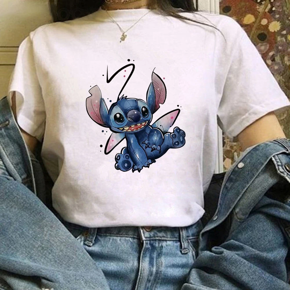 

Disney Women T-shirts Fashion Stitch's Cosplay Pattern Printing Harajuku Top Clothes Dropship T Shirts Female Comfortable Kawaii