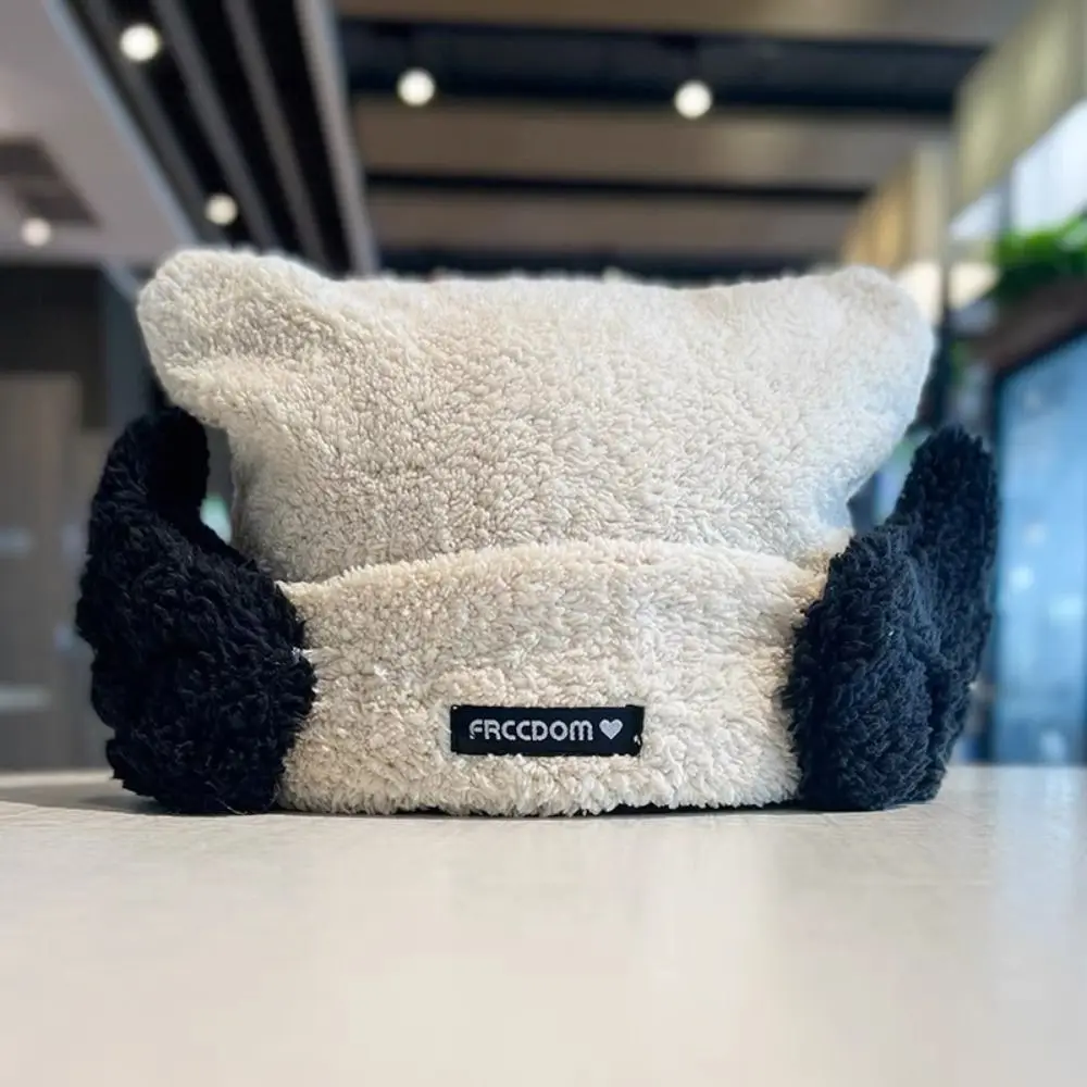 Уличная плотная теплая женская вязаная шапка с защитой от ветра и изображением