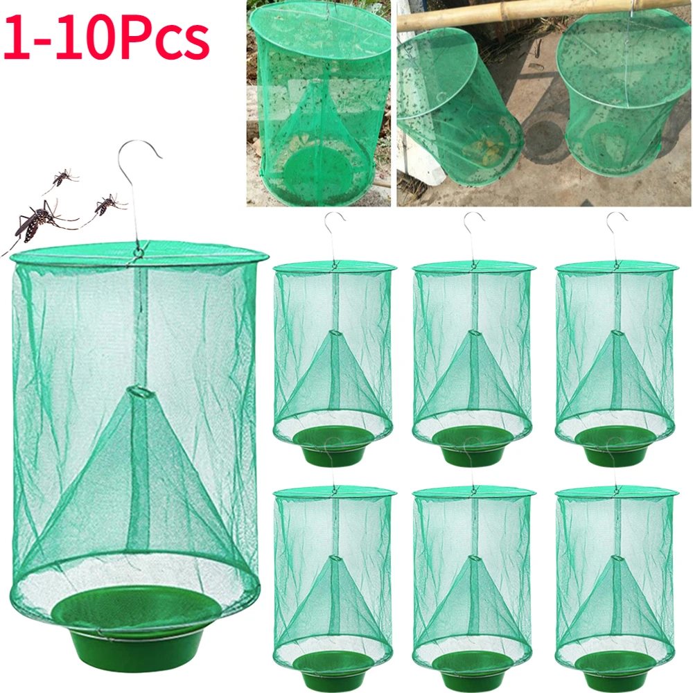 

1-10 шт. многоразовая подвесная клетка для нахлыста, зеленая клетка-Ловец для насекомых для уличных семейных ферм, ресторанов и садов