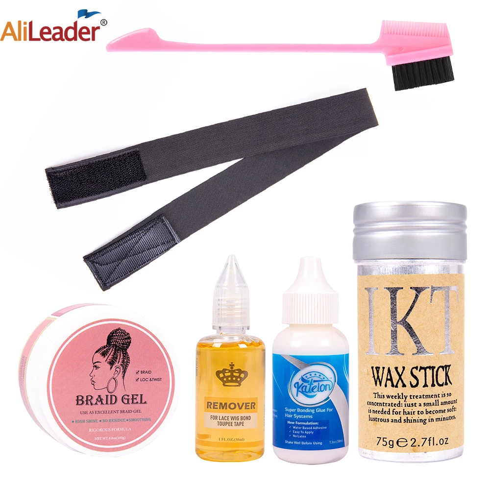 

Strong Waterproof Hair Glue For Lace Wig Wax Stick Braid Gel Wax Styling Edges Control Elastic Wig Band With Edges Control Brush