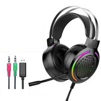 h500 hollow out 7 1rgb game luminous earphone wired usb computer network class head mounted headset audio visual headset