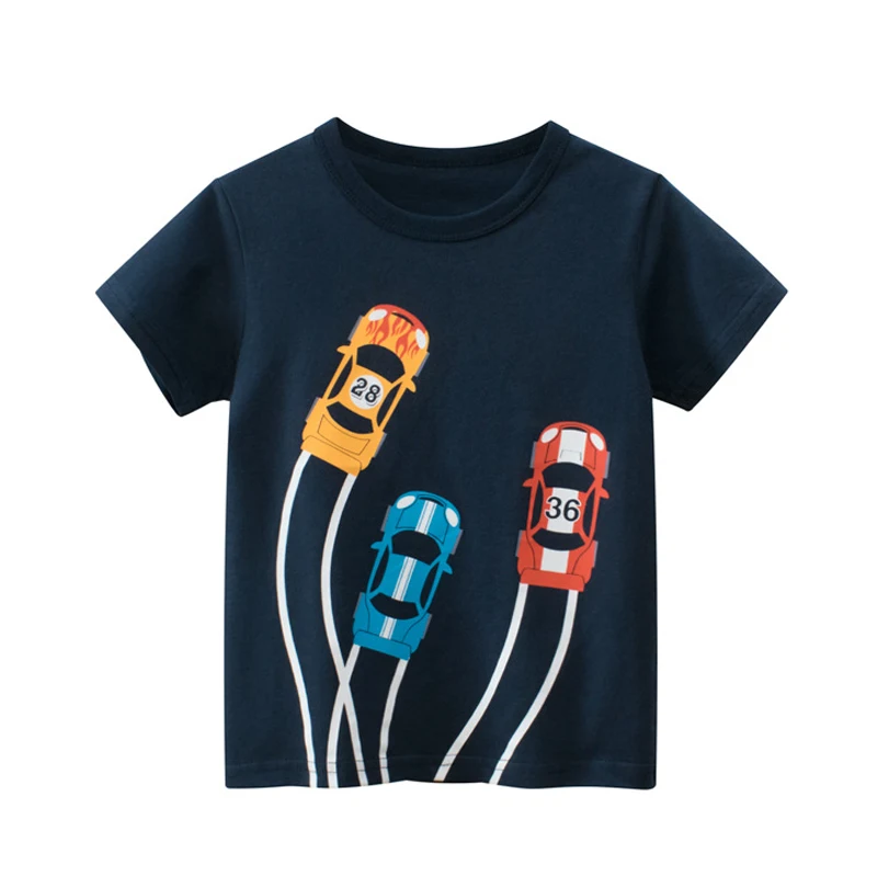 

T Shirt Boy Summer Clothing For Kids Short Sleeve Tops Car Pattern Breathable Soft Casual Tee For Toddlers Baby