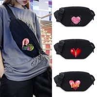 mens waist packs wallet pouch casual phone belt pack womens canvas fanny bag hip mobile phone bag love pattern chest bags