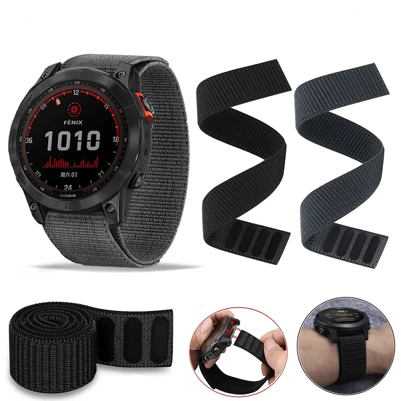 

26mm 22mm Nylon Strap Wristband for Garmin Fenix 6X 6x Pro 5X 5Xplus 3 3HR Fenix 7X 7 Descent MK1 Fenix 6 5 935 945 Strap