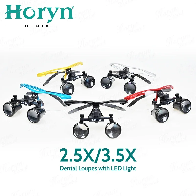 Фото Бинокулярные лупы Horyn 3W Den Tistry 2.5X 3.5X, ультралегкие оптические лупы 320-420 мм для хирургии №4
