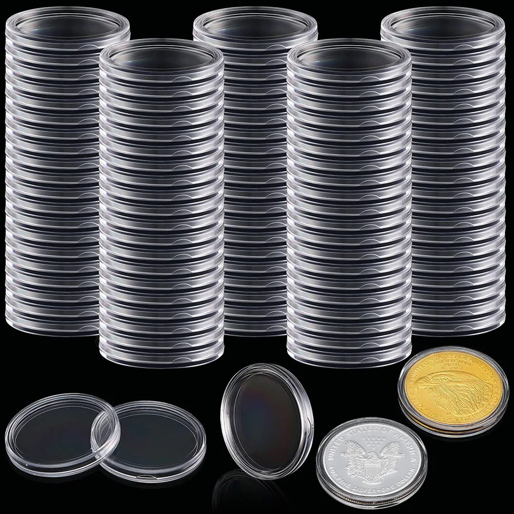 

100Pcs 25-40mm Plastic Clear Coin Capsules Storage Case Box Holder For Coins Cases Holders Protector Coin Capsules Storage Box