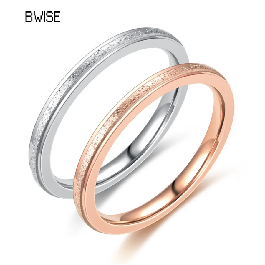 

BWISE Ins высококачественное кольцо из нержавеющей стали для женщин 2 мм Ширина кольца на палец подарок для девушки модные ювелирные изделия Го...