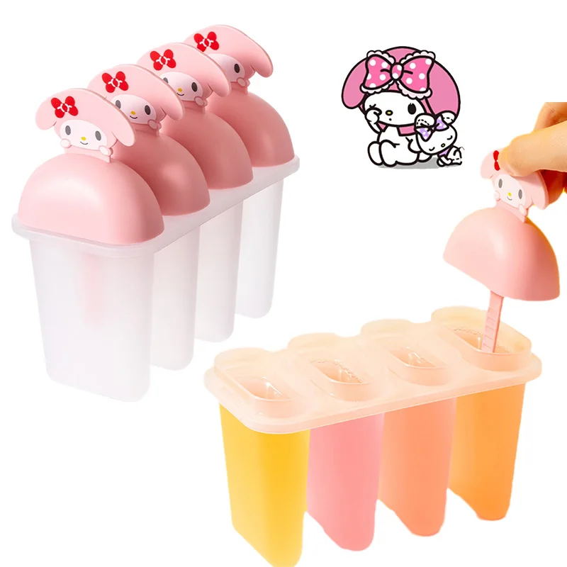 

Kawaii Cartoon Sanrioed Kuromi Cinnamoroll MyMelody KT Cat Cute Ice Cream Mold Home Homemade Popsicle Model Children Toy Gift