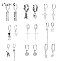 enshir silver color cross drop necklace for women fashion personality geometric hoop necklace hip hop party jewelry