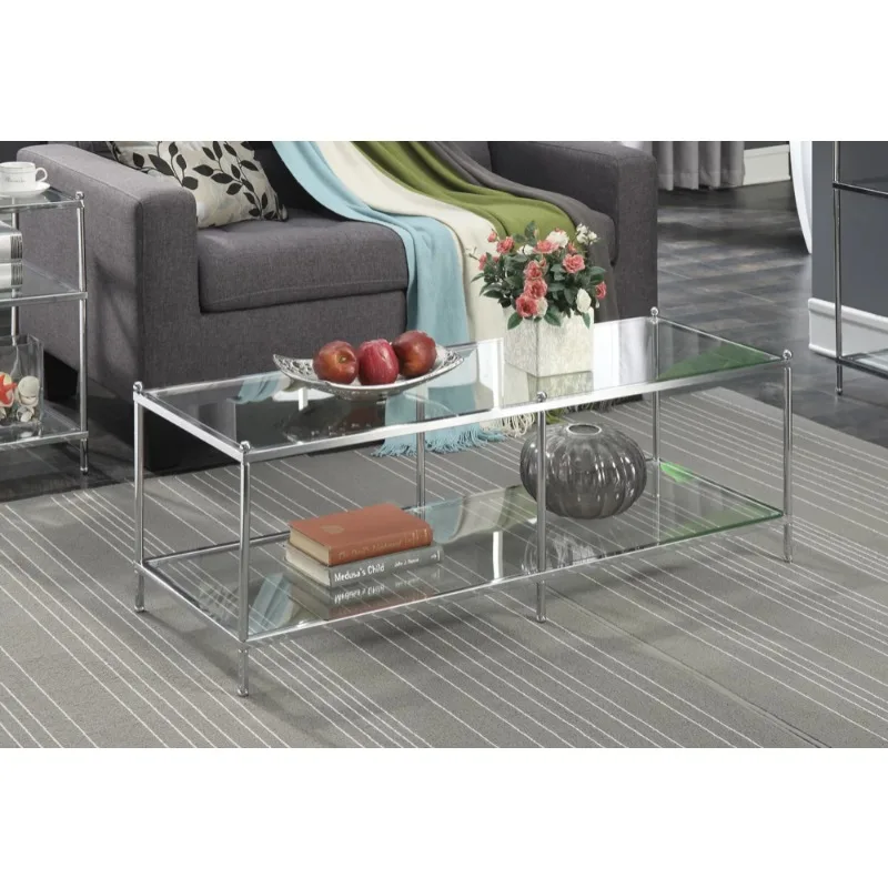 

Convenience Concepts Royal Crest Coffee Table, Chrome/Glass coffee table