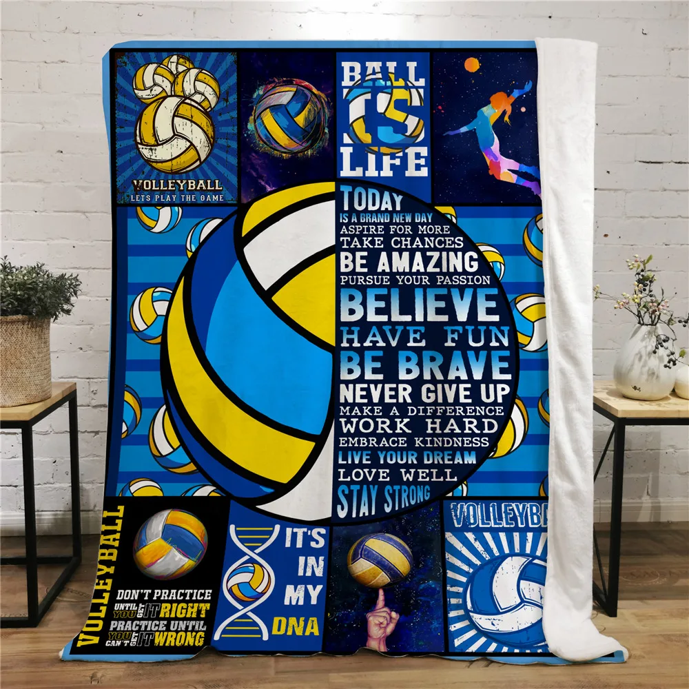 

3D Fleece Blanket volleyball Printed Soft to Touch Bed Throw-Blankets Microfiber Blanket For Boy Teens Children Adults Gift