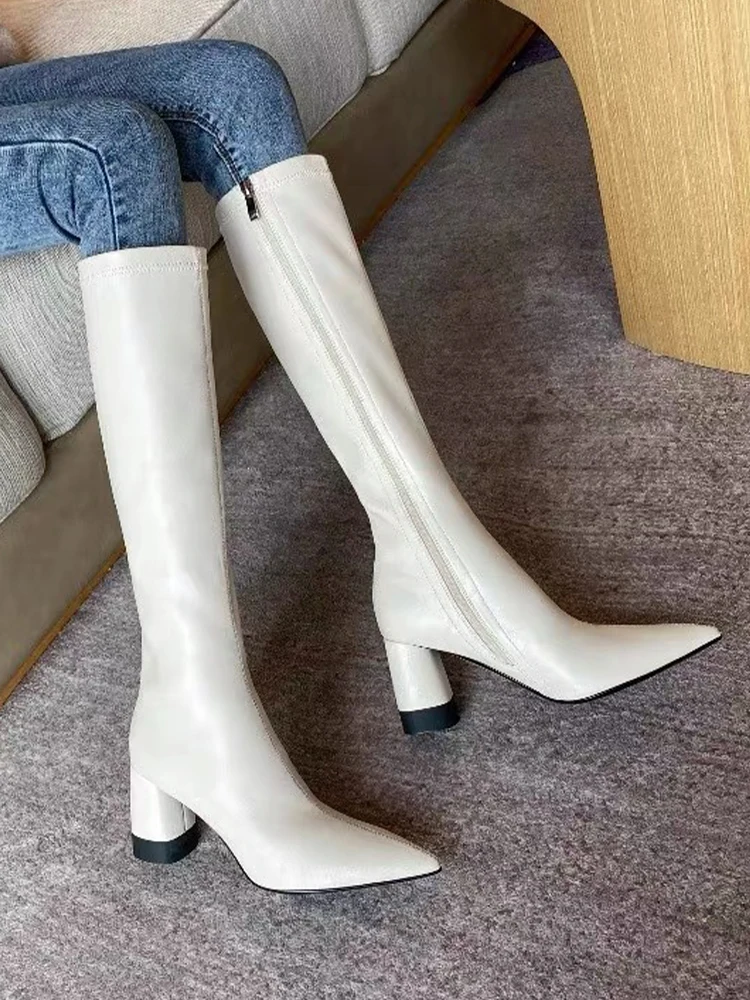 

Зимние новые женские сапоги Челси на высоком каблуке 2022 модная обувь вечерние пикантные толстые туфли-лодочки повседневные мотоциклетные ...