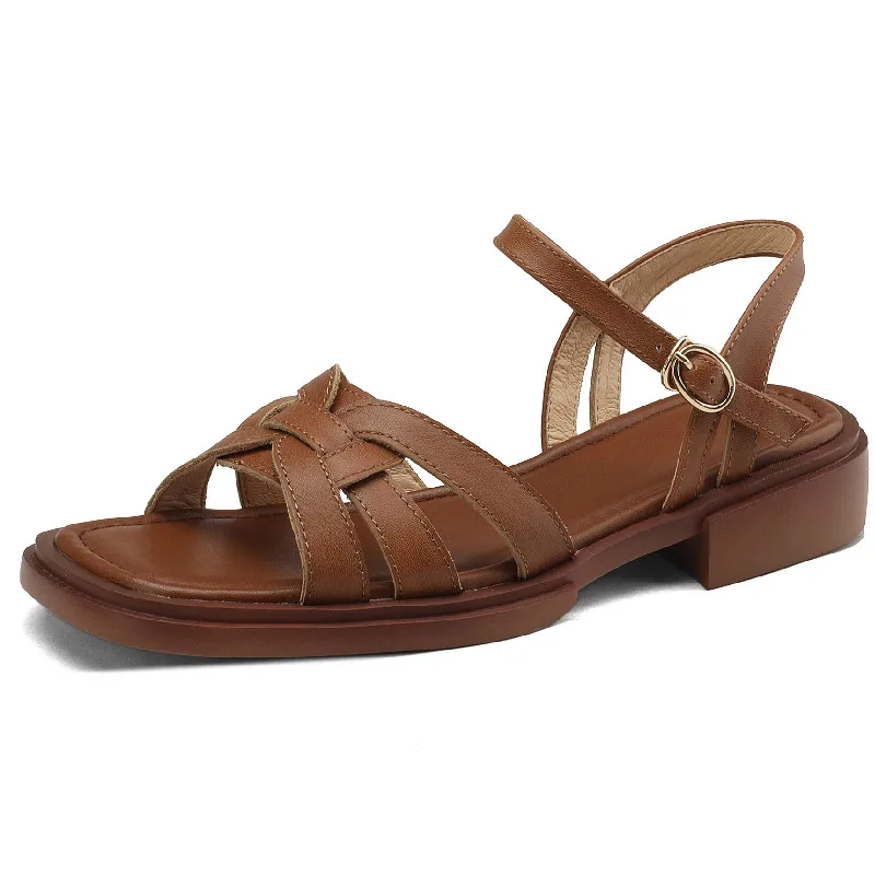 

Сандалии Dilalula женские из натуральной кожи, повседневные туфли на низком каблуке, базовые туфли в ретро стиле, весна-лето