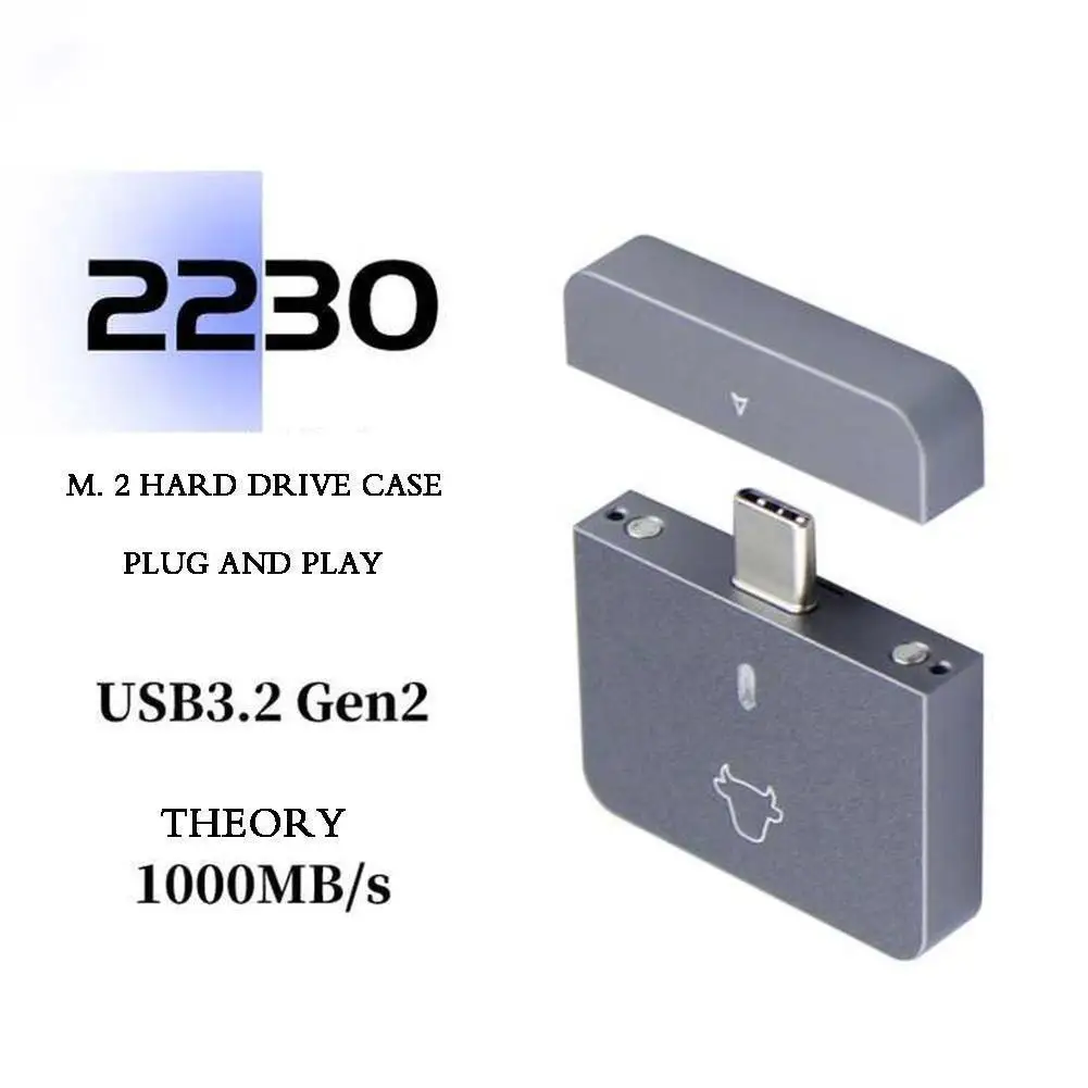 

M.2 Hard Disk Enclosure USB3.2 Gen2 Hard Drive Box Aluminum Alloy NVMe 2230 SSD Enclosure For Iphone15/For Mate60