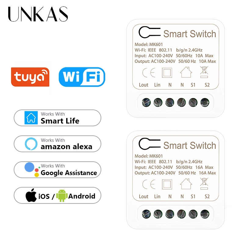 Модуль переключателя UNKAS с поддержкой Wi-Fi, 10 А/16 А