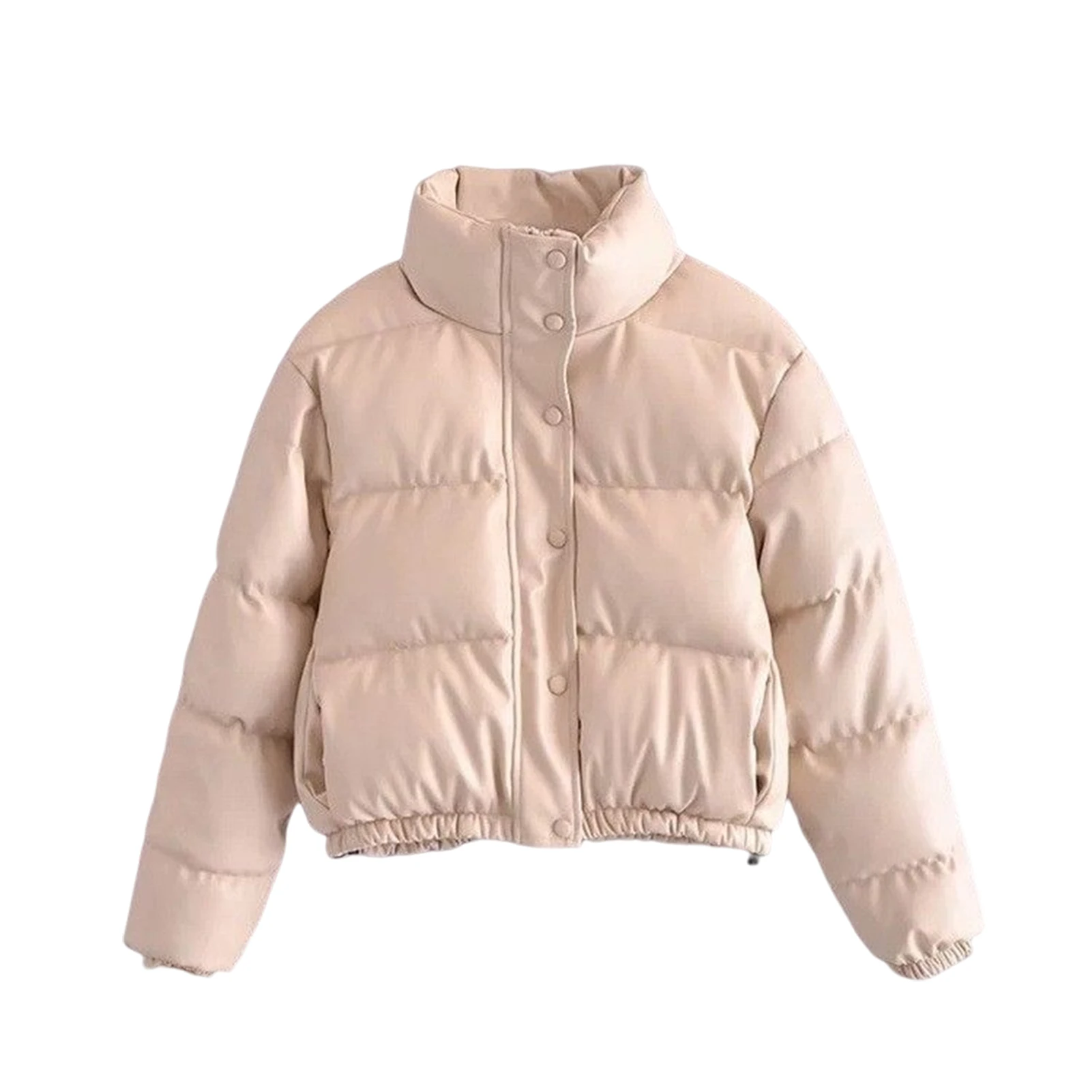

Женская куртка из искусственной кожи и хлопка, теплая хлопковая стеганая куртка с короткой талией для женщин, Официальный Повседневный стиль, яркий бал