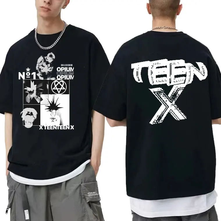 

Playboi Carti Album Opium Teen X Double Sided Print Tshirt Men Women Hip Hop O Collar Oversized T-shirts Male Tupac Fashion Tees