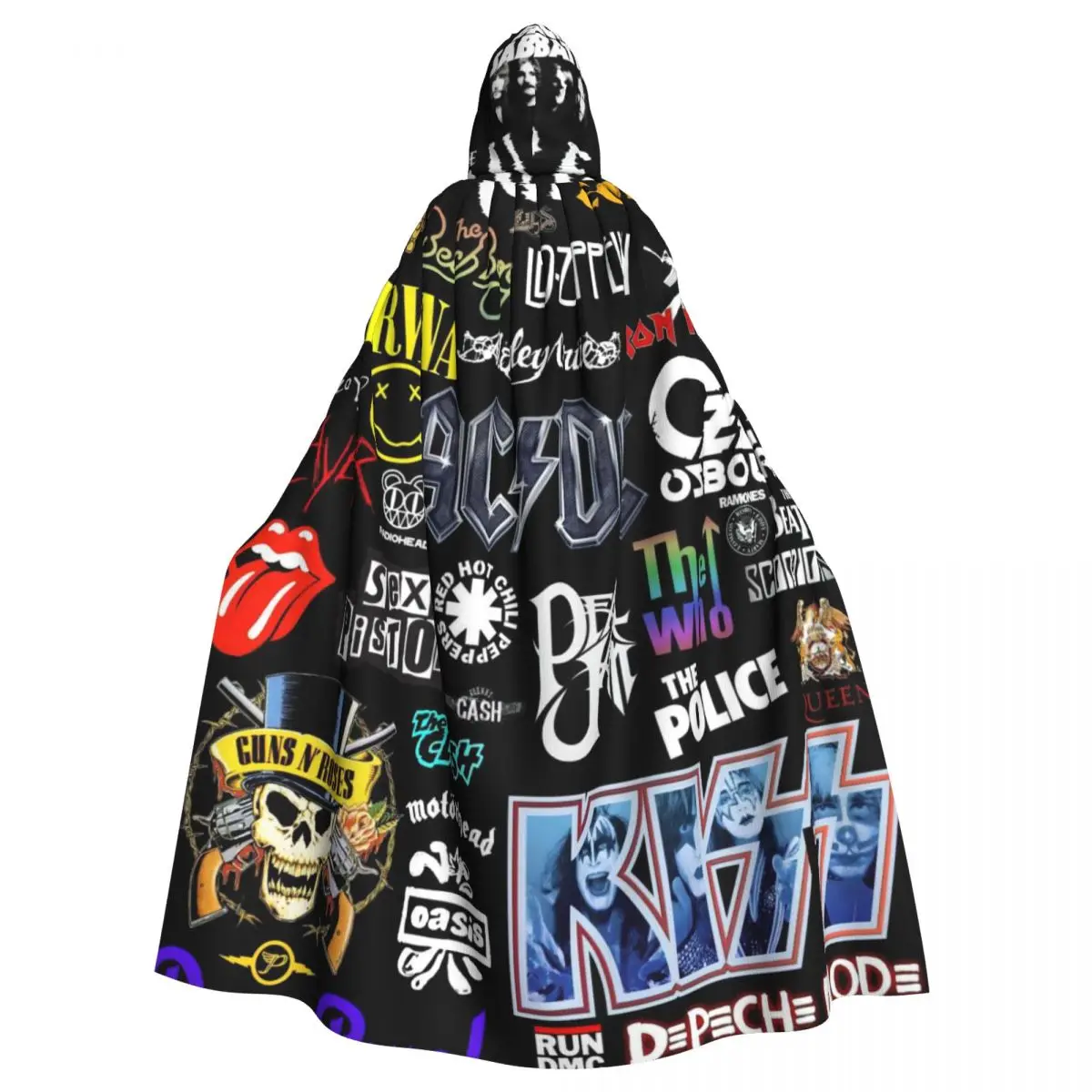 

80s Gothic Rock Band Guitar Music Hooded Cloak Halloween Party Cosplay Woman Men Adult Long Witchcraft Robe Hood