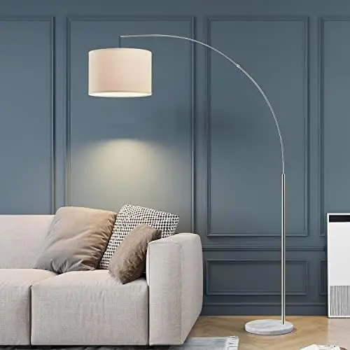

Arc Floor Lamp for Living Room Arching Hanging Lamp Shade Over The Couch for Reading Bedroom Office Brushed Steel Arch Standing