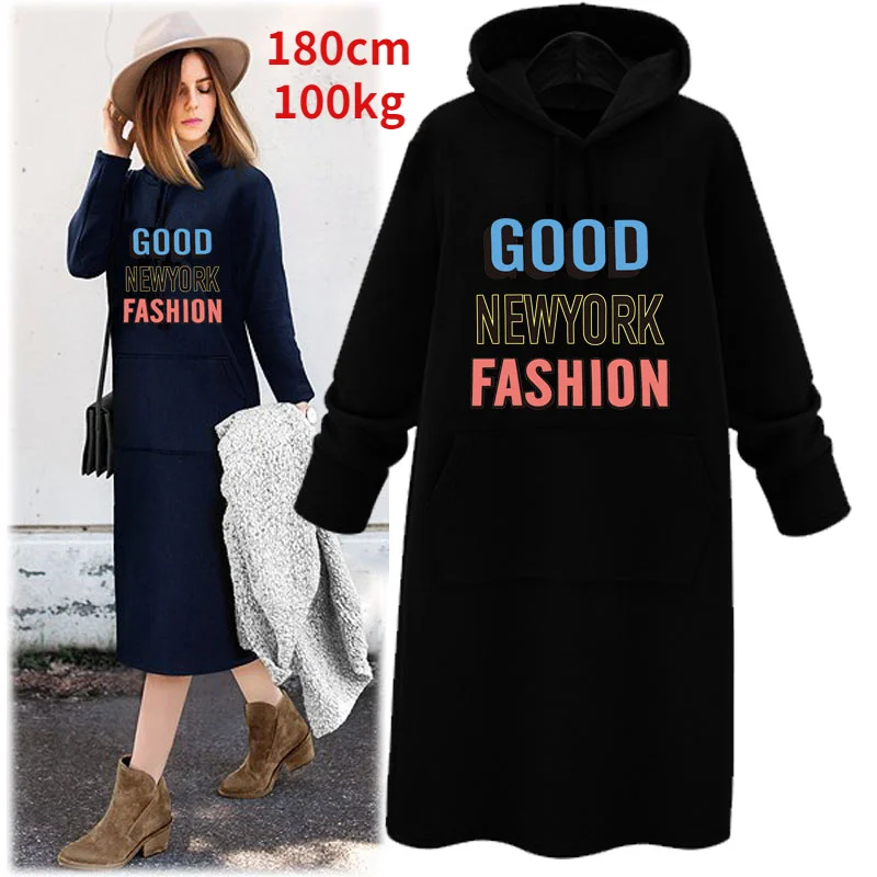 

Женское платье с длинным рукавом и капюшоном, размеры до 5XL