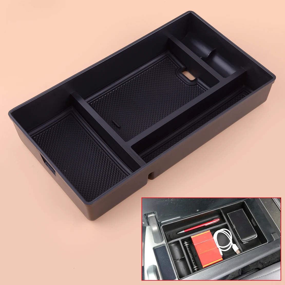 

Black Car Central Console Armrest Storage Box Holder Tray with Non-Slip Mat Fit For Lexus NX 260 350H 2021 2022