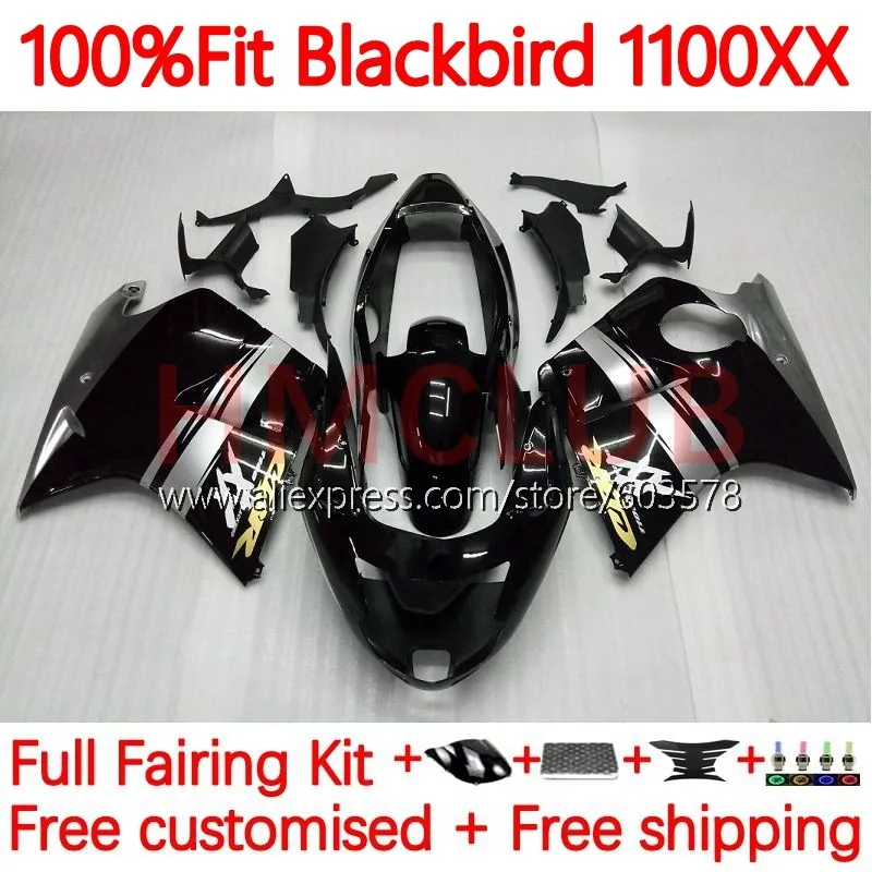 

Blackbird для HONDA CBR1100XX CBR1100 серебристо-черный CBR 1100 XX 1996 1997 1998 1999 2000 02 03 04 05 06 07 обтекатель 108No.6