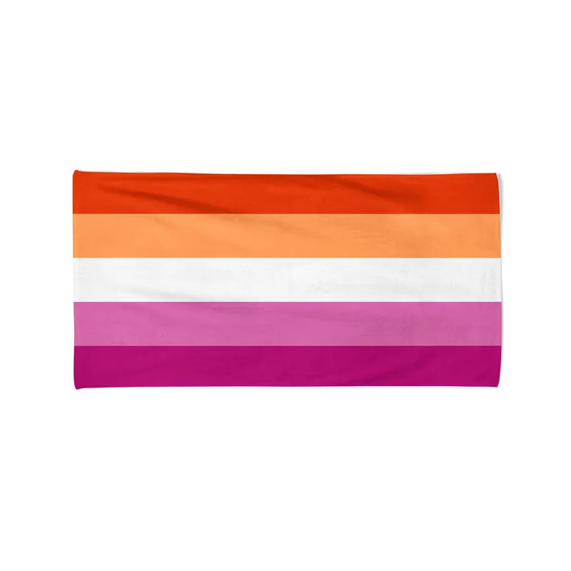 

Sunset Lesbian Pride Flag Orange and Pink Lesbian Five-stripes Variant of Orange-pink Rainbow LGBT QIA Banner Beach Towel