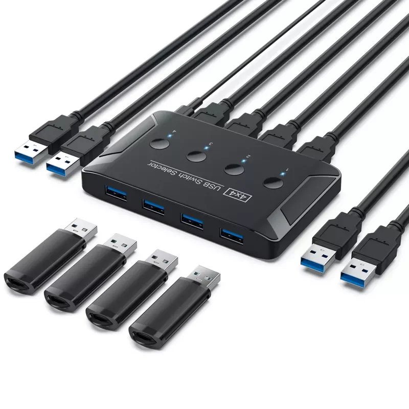 

USB KVM USB 3.0 2.0 Switcher With Extender 4 Computers Share 4PCS 3PCS 2PCS USB Ports For Keyboard Mouse Printer U Disk