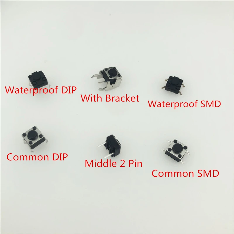 100 шт. 6*6 серий микро переключатель кнопка Тактильные Такт DIP SMD Средний 2 pin с